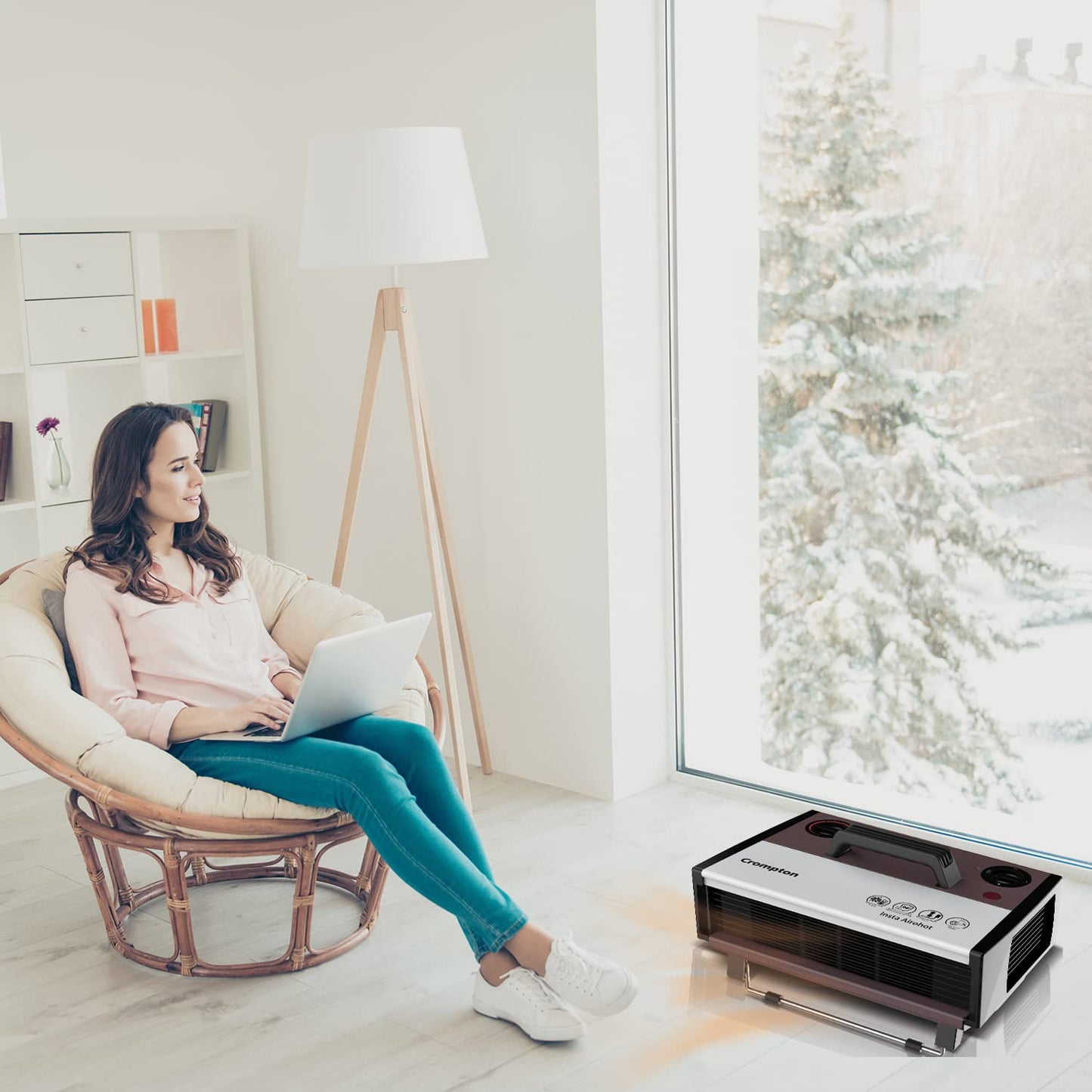 Crompton Insta Airohot 2000W heat convector with adjustable Thermostats Plastic body ISI Approved, Maroon, Standard 