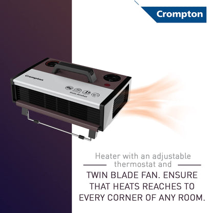 Crompton Insta Airohot 2000W heat convector with adjustable Thermostats Plastic body ISI Approved, Maroon, Standard 