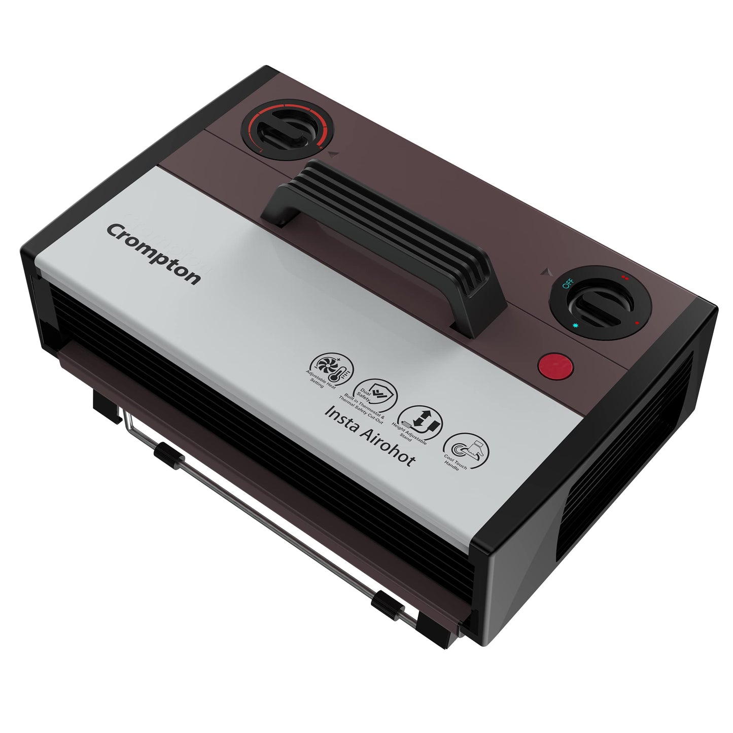 Crompton Insta Airohot 2000W heat convector with adjustable Thermostats Plastic body ISI Approved, Maroon, Standard 