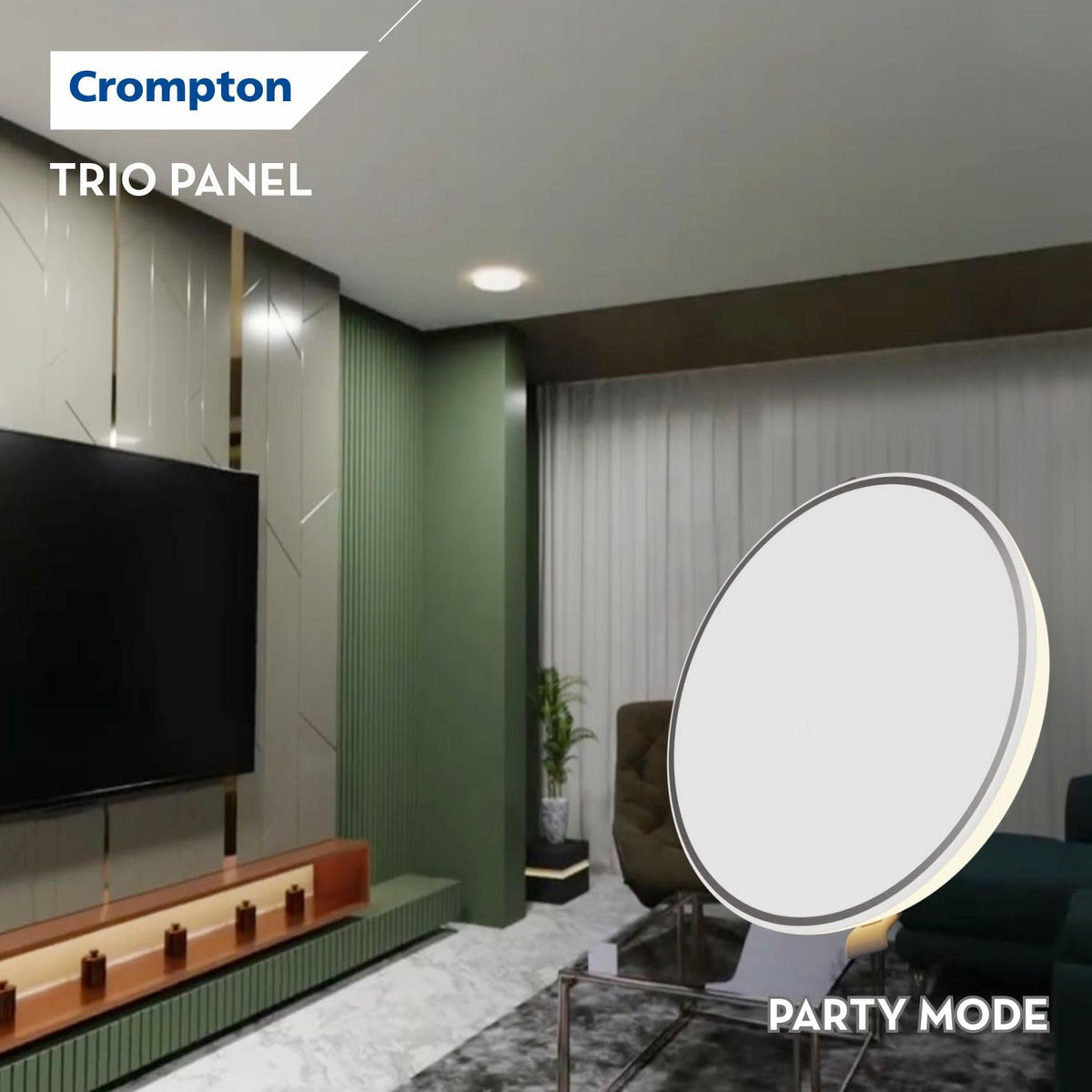 Crompton LED Downlighter Trio Panel with Indirect Lightning Mode 