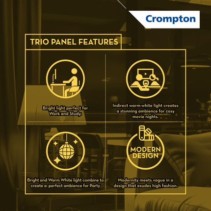 Crompton LED Downlighter Trio Panel with Indirect Lightning Mode 