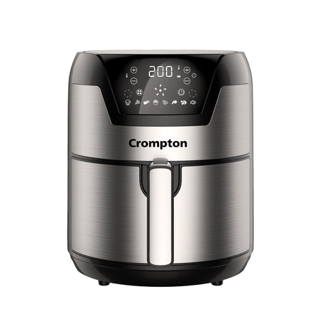 Crompton NourisPro DG 4.5 Ltr Digital Air Fryer with Quick Fry Technology | 1500 Watts | Double Inner Bowl for Easy Cleaning | 8 Indian Preset Menus | Free Accessories 