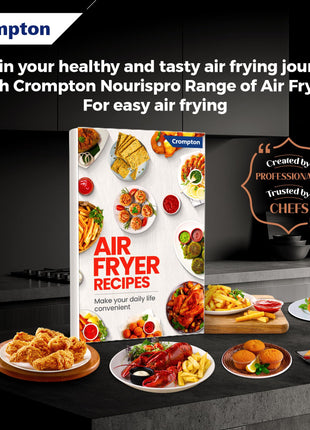 Crompton NourisPro DG 4.5 Ltr Digital Air Fryer with Quick Fry Technology | 1500 Watts | Double Inner Bowl for Easy Cleaning | 8 Indian Preset Menus | Free Accessories 