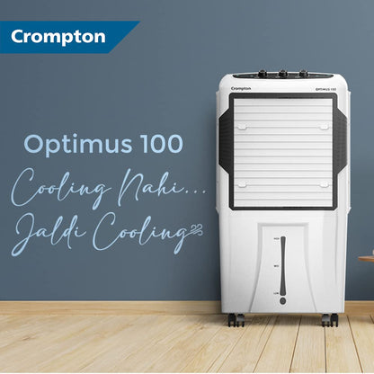 Crompton Optimus 100 Litres Desert Air Cooler for home | Large & Easy Clean Ice Chamber | High Density Honeycomb Pads | Auto-Fill & Drain | Everlast Pump | Humidity Control 