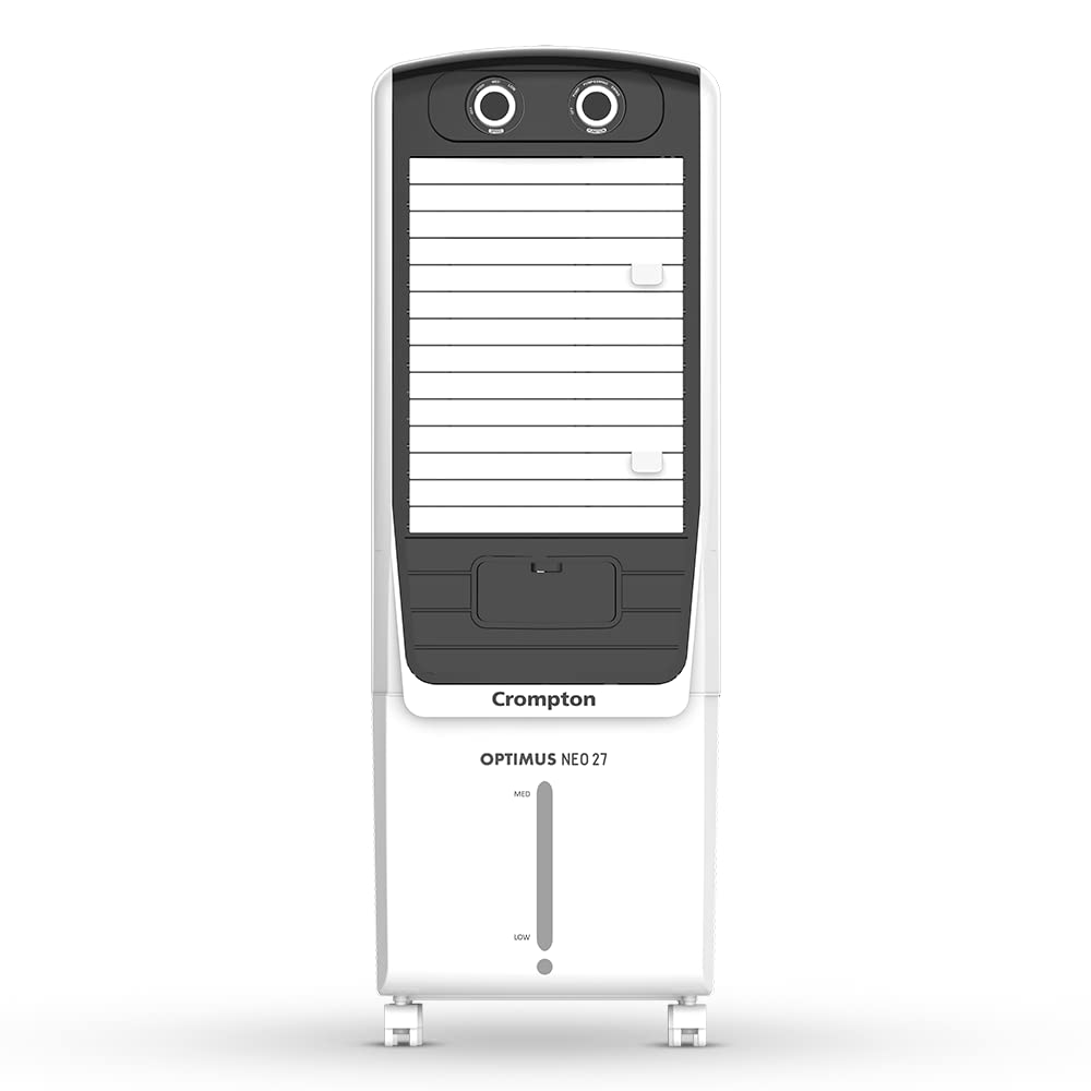 Crompton Optimus Neo 27 Litres Tower Air Cooler for home | Easy Clean Ice Chamber | 4-Way Air Deflection | High Density Honeycomb Pads | Everlast Pump | Inverter Compatible 