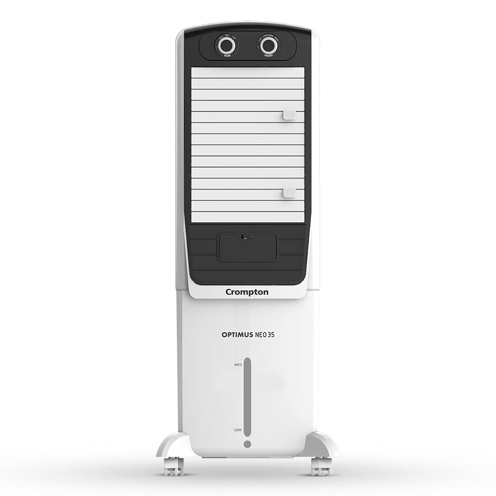 Crompton Optimus Neo 35 Litres Tower Air Cooler for home | Easy Clean Ice Chamber | 4-Way Air Deflection | High Density Honeycomb Pads | Everlast Pump 