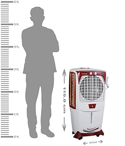 Crompton Ozone 55 Litres Desert Air Cooler for home | Large & Easy Clean Ice Chamber | 4-Way Air Deflection | High Density Honeycomb Pads | Everlast Pump | Auto Fill 