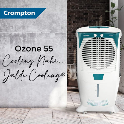 Crompton Ozone 55 Litres Desert Air Cooler for home | Large & Easy Clean Ice Chamber | 4-Way Air Deflection | High Density Honeycomb Pads | Everlast Pump | Auto Fill 