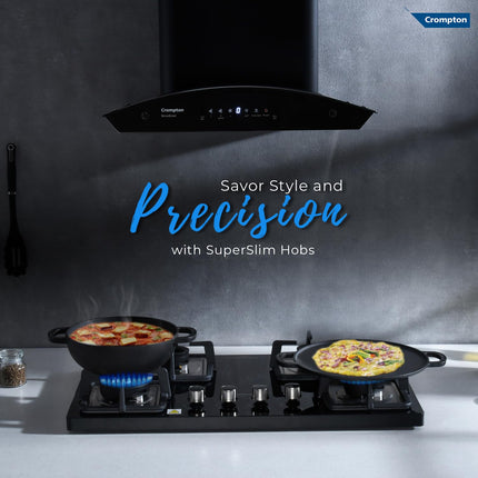 Crompton Superslim Hb TAB Super Slim 78 cm 4Br MBLK Tablet Hob With Toughened Glass (Tempered Glass, 4 Burner, Midnight Black) 