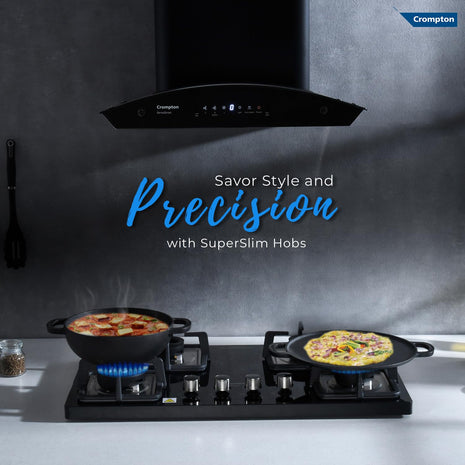 Crompton Superslim Hb TAB Super Slim 78 cm 4Br MBLK Tablet Hob With Toughened Glass (Tempered Glass, 4 Burner, Midnight Black) 