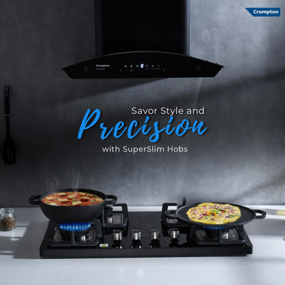 Crompton Superslim Hb TAB Super Slim 78 cm 4Br MBLK Tablet Hob With Toughened Glass (Tempered Glass, 4 Burner, Midnight Black) 