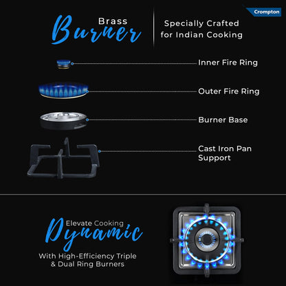 Crompton Superslim Hb TAB Super Slim 78 cm 4Br MBLK Tablet Hob With Toughened Glass (Tempered Glass, 4 Burner, Midnight Black) 