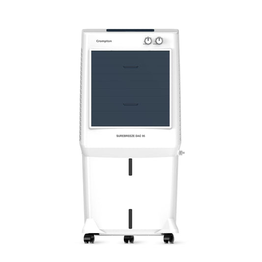 Crompton Surebreeze Desert Air Cooler-95L; Auto Fill, 4-Way Air Deflection and High Density Honeycomb pads. 