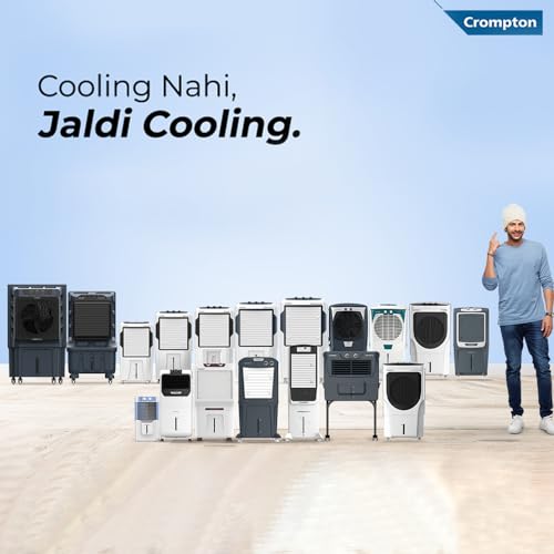 Crompton Surebreeze Desert Air Cooler-95L; Auto Fill, 4-Way Air Deflection and High Density Honeycomb pads. 