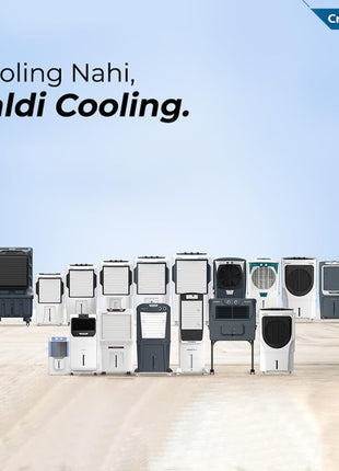 Crompton Surebreeze Desert Air Cooler-95L; Auto Fill, 4-Way Air Deflection and High Density Honeycomb pads. 