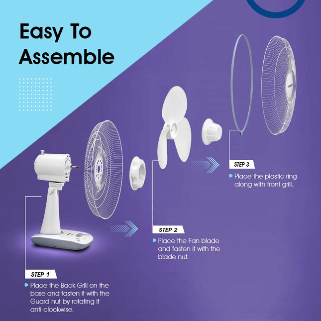 Crompton Wave Star 400MM High Speed Table Fan | High Air Delivery| Smooth Oscillation |2 Year Warranty | Cool Grey 