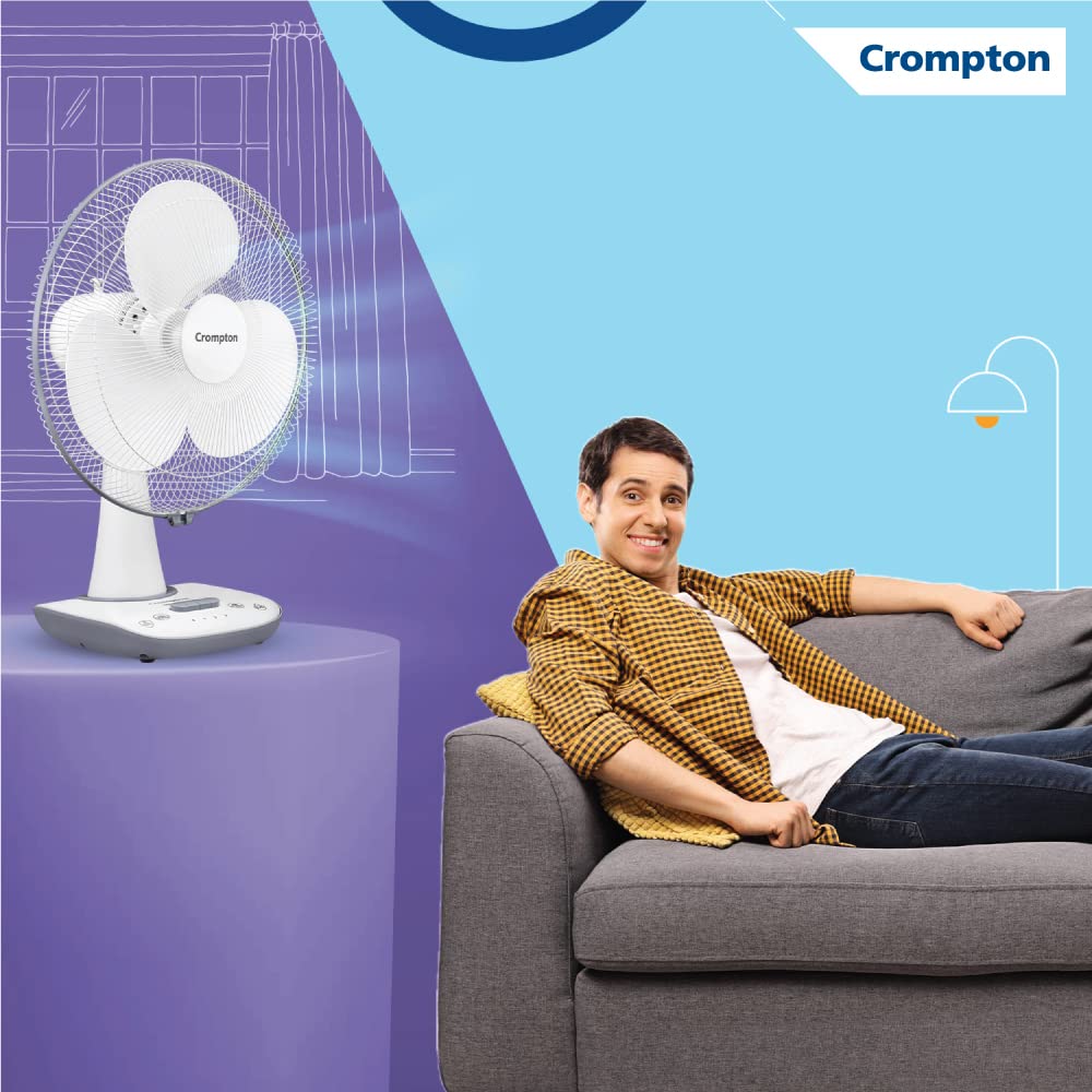 Crompton Wave Star 400MM High Speed Table Fan | High Air Delivery| Smooth Oscillation |2 Year Warranty | Cool Grey 
