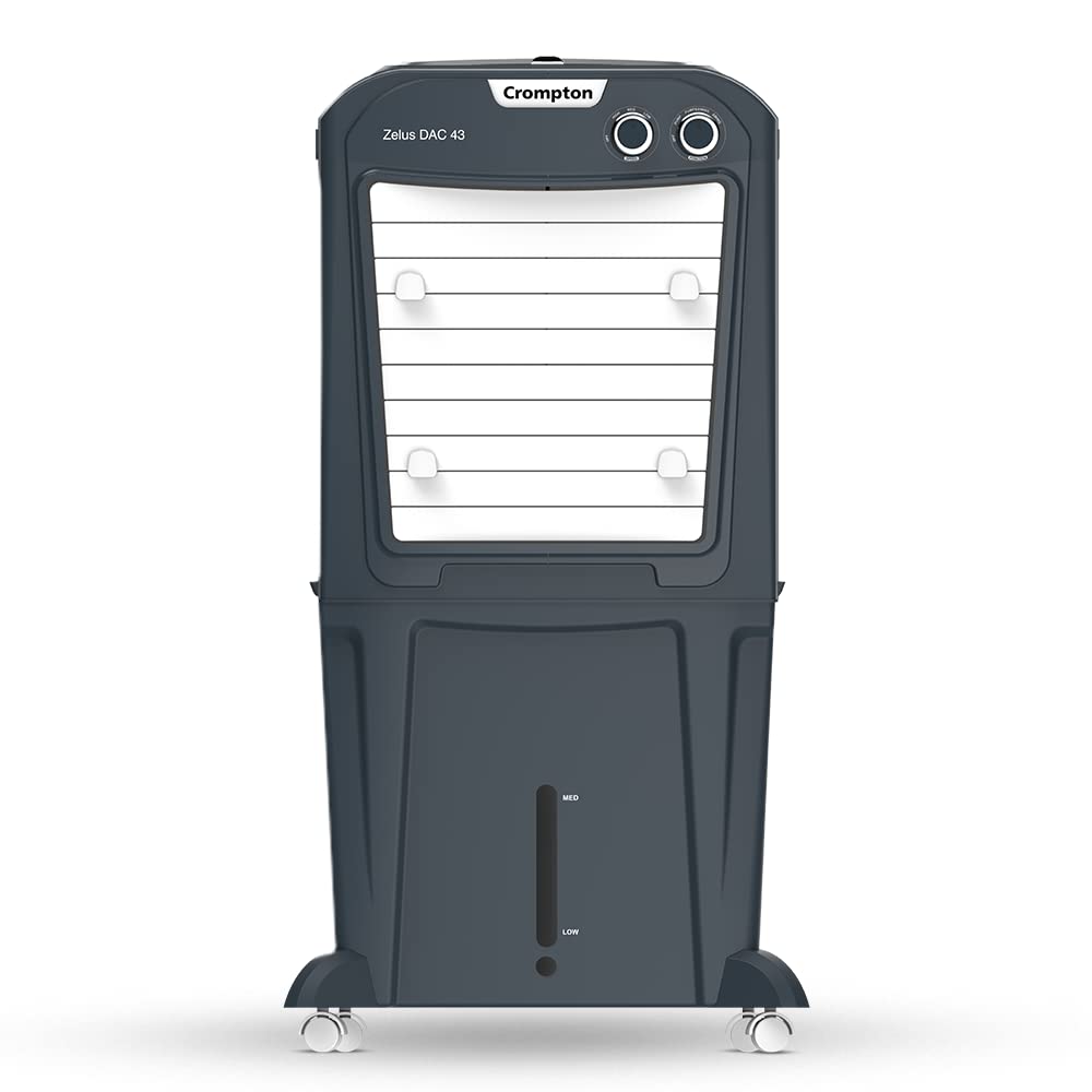 Crompton Zelus DAC Desert Air Cooler- 43L, with Everlast Pump, 4-Way Air Deflection and Honeycomb Pads, Grey, (ACGC-ZELUSDAC43) 