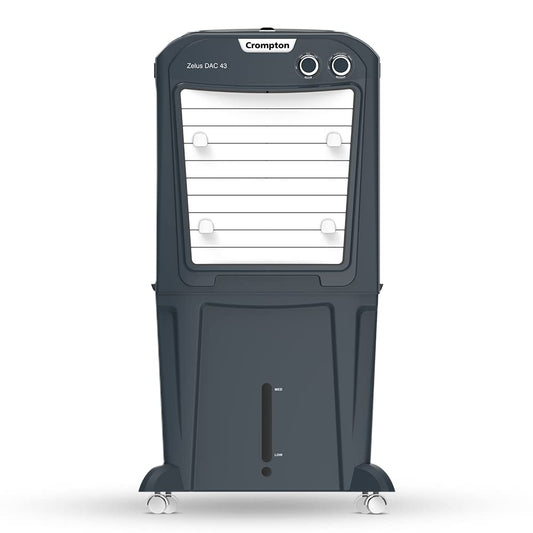 Crompton Zelus DAC Desert Air Cooler- 43L, with Everlast Pump, 4-Way Air Deflection and Honeycomb Pads, Grey, (ACGC-ZELUSDAC43) 