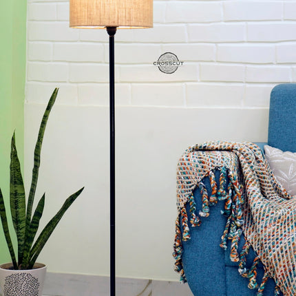 Crosscut Furniture Minimalist Design Floor Lamp (Jute Shade) LED Bulb Included, Beige 