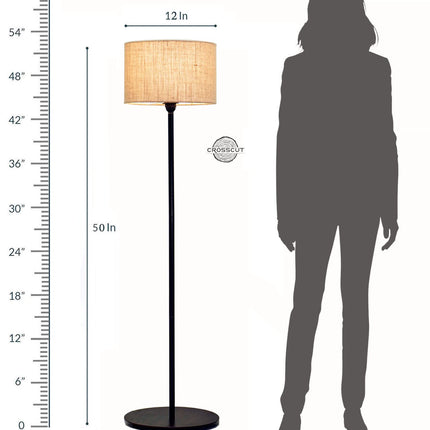Crosscut Furniture Minimalist Design Floor Lamp (Jute Shade) LED Bulb Included, Beige 