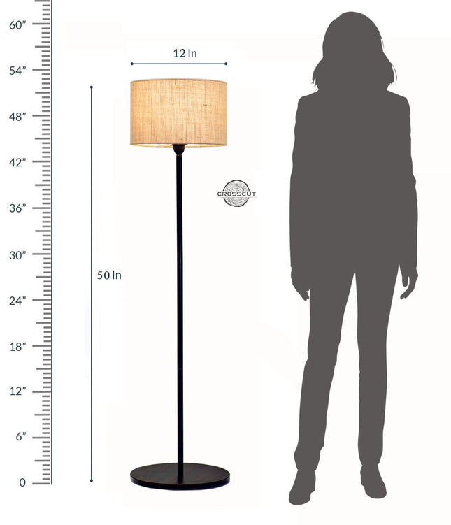 Crosscut Furniture Minimalist Design Floor Lamp (Jute Shade) LED Bulb Included, Beige 