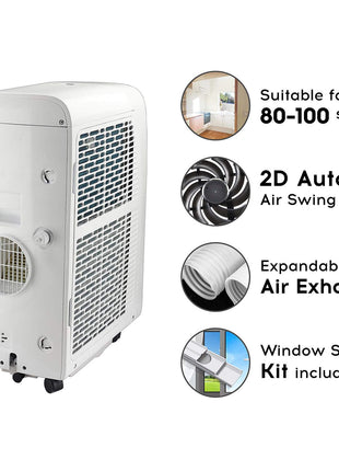 Cruise 1 Ton Portable AC with Anti-Bacterial Filter (100% Copper, 4-in-1: AC, Dehumidifier, Air Purifier & Fan, 4 Castor Wheels, Quiet Operation, HD Filter, CPCATF-PQ3S12, White & Black) 