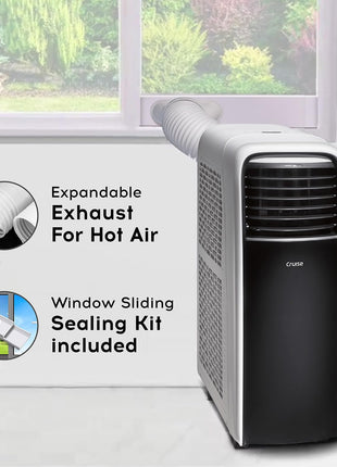 Cruise 1 Ton Portable AC with Anti-Bacterial Filter (100% Copper, 4-in-1: AC, Dehumidifier, Air Purifier & Fan, 4 Castor Wheels, Quiet Operation, HD Filter, CPCATF-PQ3S12, White & Black) 