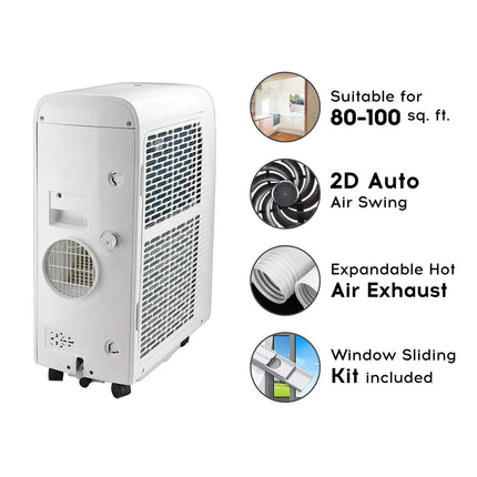 Cruise 1 Ton Portable AC with Anti-Bacterial Filter (100% Copper, 4-in-1: AC, Dehumidifier, Air Purifier & Fan, 4 Castor Wheels, Quiet Operation, HD Filter, CPCATF-PQ3S12, White & Black) 