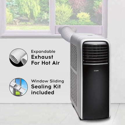 Cruise 1 Ton Portable AC with Anti-Bacterial Filter (100% Copper, 4-in-1: AC, Dehumidifier, Air Purifier & Fan, 4 Castor Wheels, Quiet Operation, HD Filter, CPCATF-PQ3S12, White & Black) 