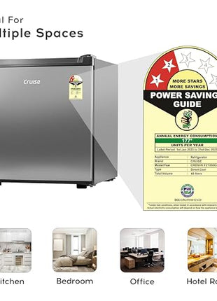 Cruise 45 L 2 Star Compact Minibar Refrigerator with Freezer Compartment - Direct Cool Technology (Single Door, Graphite Grey, CRDSVK-FZ1050G) 