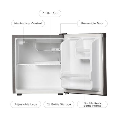 Cruise 45 L 2 Star Compact Minibar Refrigerator with Freezer Compartment - Direct Cool Technology (Single Door, Graphite Grey, CRDSVK-FZ1050G) 