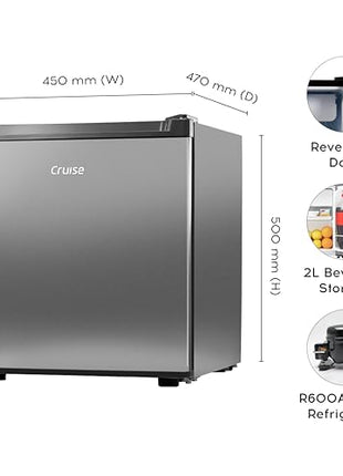 Cruise 45 L 2 Star Compact Minibar Refrigerator with Freezer Compartment - Direct Cool Technology (Single Door, Graphite Grey, CRDSVK-FZ1050G) 