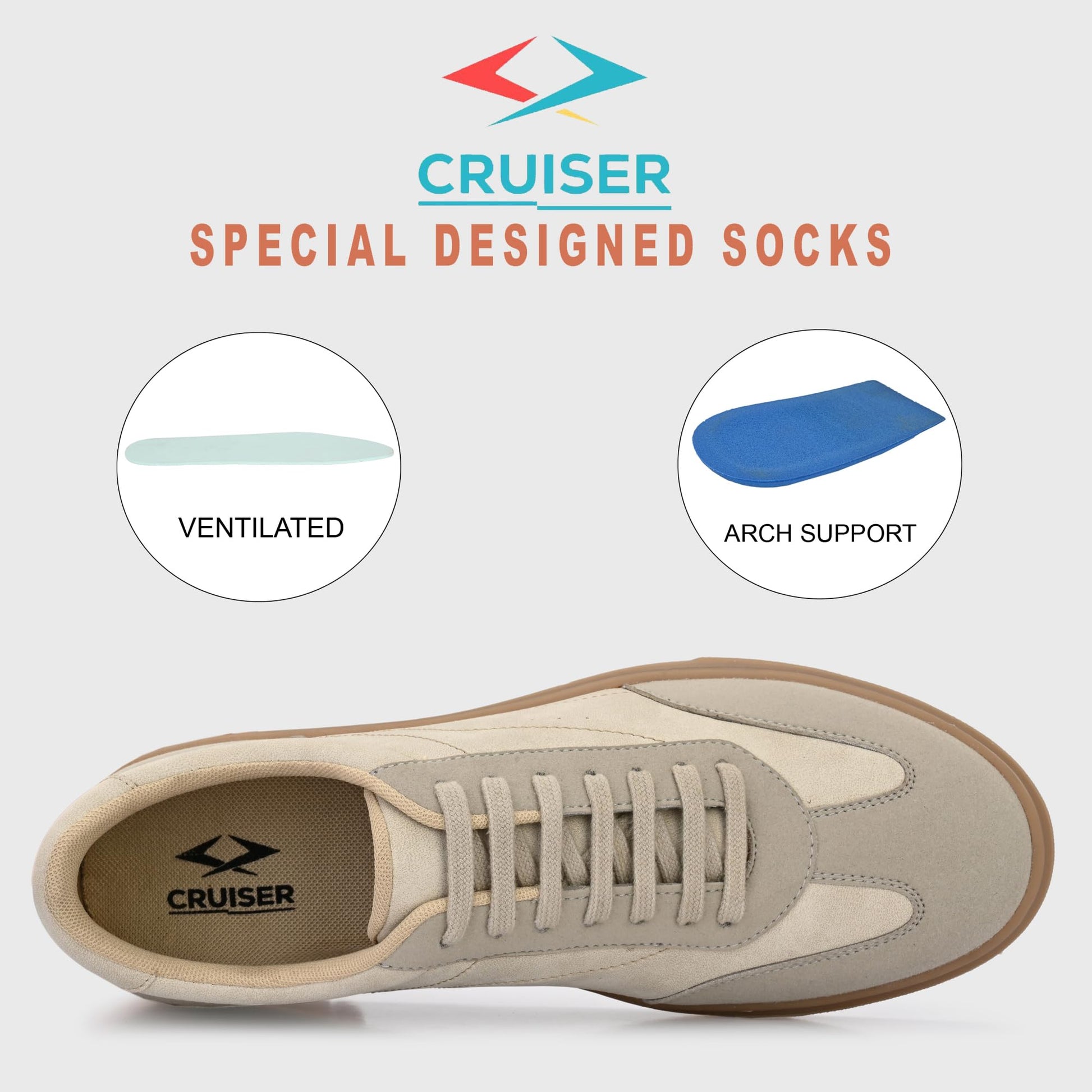 Cruiser Sneaker for Men | Lightweight & Comfortable | Stylish Lace-Up Casual Footwear with Cushioned Insole | Perfect for Versatile Outfits (2533) Grey 