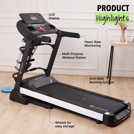 Cultsport Canoas 5.5HP Peak, Max Weight: 130 Kg, Auto Incline with Massager Motorized Treadmill for Home Gym Fitness & 1 Year Warranty 