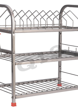 D. K 11 Stainless Steel Utensils Stand for Kitchen | Drying Rack | Dish Rack | bartan Stand for Sink wall mounted | Organizer | Modular Kitchen Storage Rack 