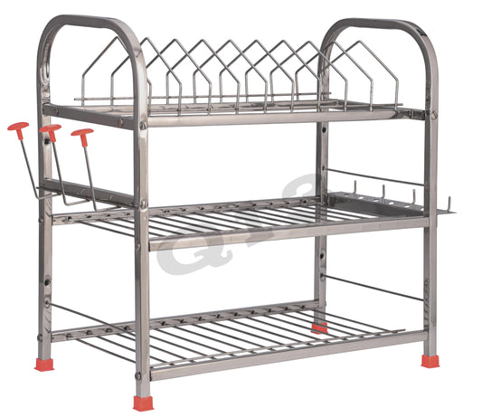 D. K 11 Stainless Steel Utensils Stand for Kitchen | Drying Rack | Dish Rack | bartan Stand for Sink wall mounted | Organizer | Modular Kitchen Storage Rack 
