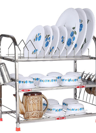 D. K 11 Stainless Steel Utensils Stand for Kitchen | Drying Rack | Dish Rack | bartan Stand for Sink wall mounted | Organizer | Modular Kitchen Storage Rack 