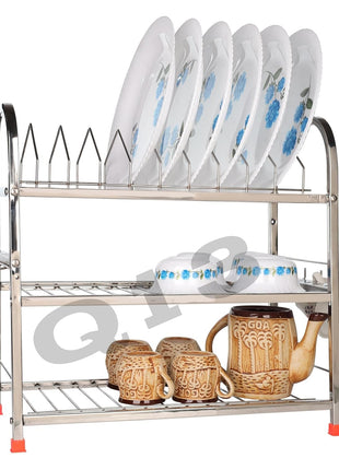 D. K 11 Stainless Steel Utensils Stand for Kitchen | Drying Rack | Dish Rack | bartan Stand for Sink wall mounted | Organizer | Modular Kitchen Storage Rack 