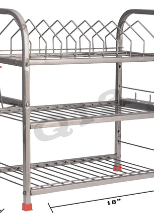 D. K 11 Stainless Steel Utensils Stand for Kitchen | Drying Rack | Dish Rack | bartan Stand for Sink wall mounted | Organizer | Modular Kitchen Storage Rack 