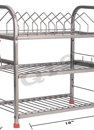 D. K 11 Stainless Steel Utensils Stand for Kitchen | Drying Rack | Dish Rack | bartan Stand for Sink wall mounted | Organizer | Modular Kitchen Storage Rack 