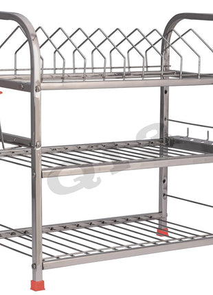 D. K 11 Stainless Steel Utensils Stand for Kitchen | Drying Rack | Dish Rack | bartan Stand for Sink wall mounted | Organizer | Modular Kitchen Storage Rack 