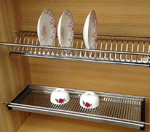 DBR Kitchen Steel Dish Rack Drainer Tray for Cabinet Width 600mm gtpt Modular Kitchen Organiser Set of 3pcs 