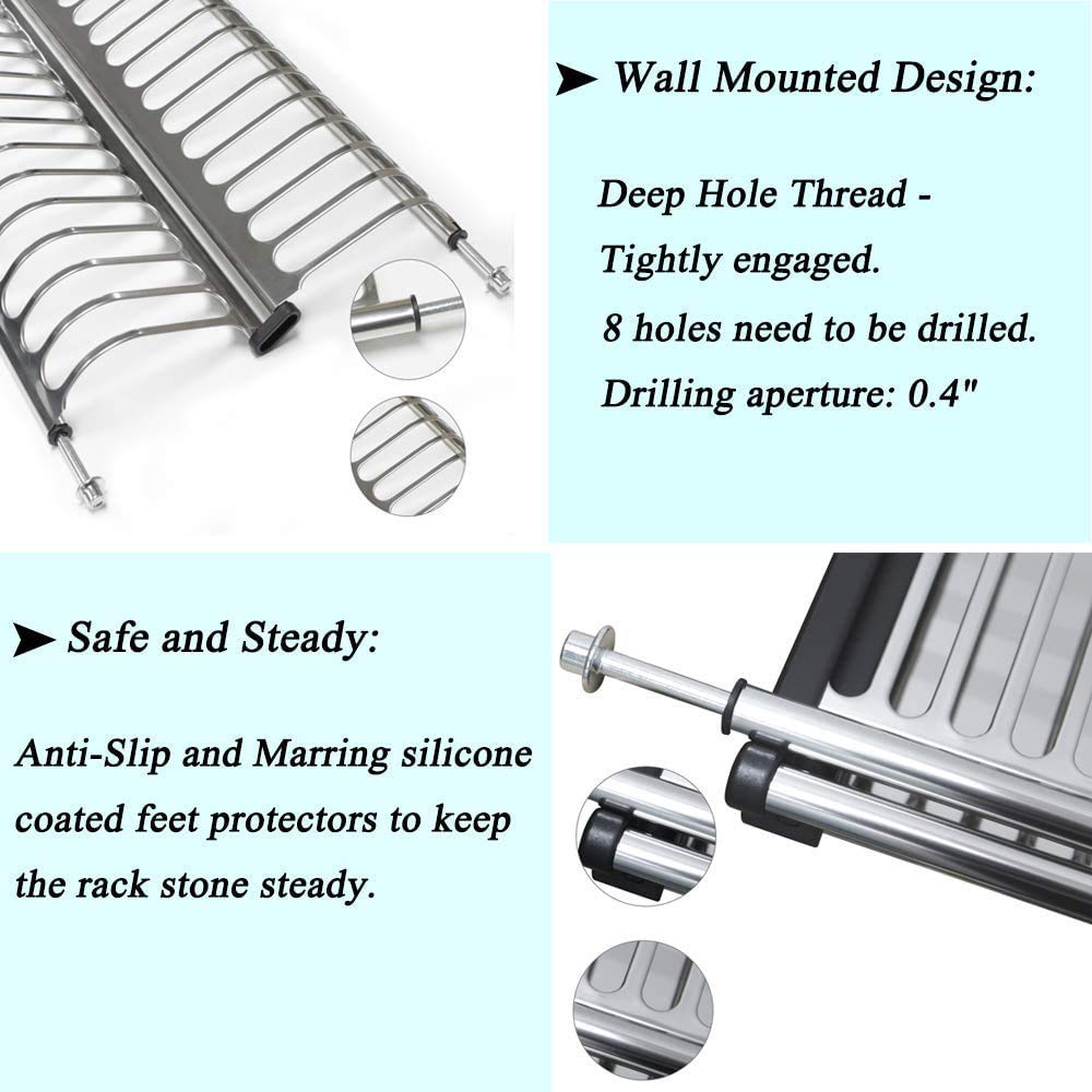 DBR Kitchen Steel Dish Rack Drainer Tray for Cabinet Width 600mm gtpt Modular Kitchen Organiser Set of 3pcs 