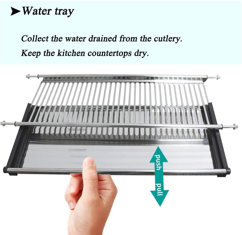 DBR Kitchen Steel Dish Rack Drainer Tray for Cabinet Width 600mm gtpt Modular Kitchen Organiser Set of 3pcs 