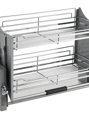 DBR Modular Kitchen Storage Rack Lift Basket Elevator Pull Down Two Tier Shelf Unit For Cabinet Width 60 CM (Silver) Imported (Width 600 MM) 