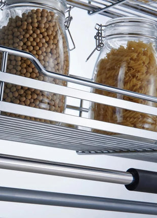 DBR Modular Kitchen Storage Rack Lift Basket Elevator Pull Down Two Tier Shelf Unit For Cabinet Width 60 CM (Silver) Imported (Width 600 MM) 