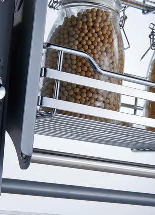 DBR Modular Kitchen Storage Rack Lift Basket Elevator Pull Down Two Tier Shelf Unit For Cabinet Width 60 CM (Silver) Imported (Width 600 MM) 