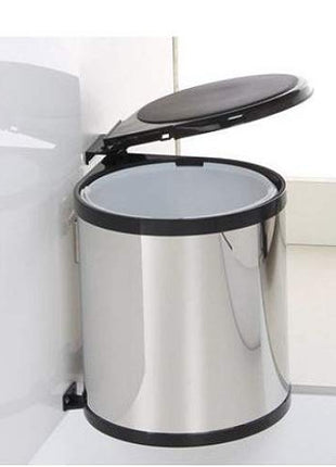 DBR Stainless Steel Auto Lid Pedal Dustbin/Garbage Bin with (9 LTR .) Silver & Black, Modular Kitchen Hardware & Accessories 