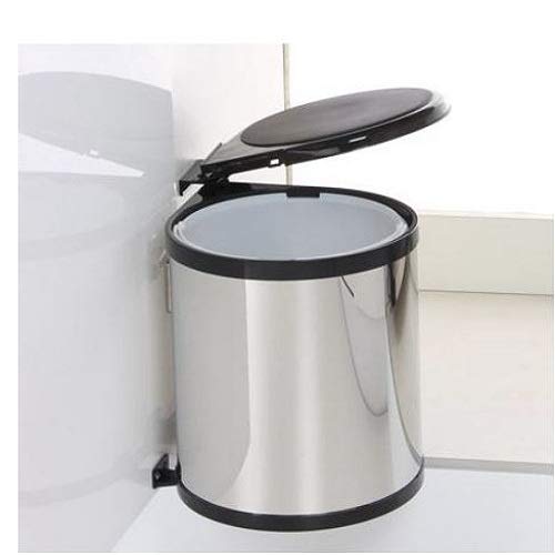 DBR Stainless Steel Auto Lid Pedal Dustbin/Garbage Bin with (9 LTR .) Silver & Black, Modular Kitchen Hardware & Accessories